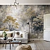 Gold and Grey Misty Forest Wall Mural – Artistic Nature Wallpaper for Living Room