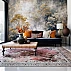 Gold and Grey Misty Forest Wall Mural – Artistic Nature Wallpaper for Living Room
