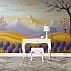 Pastel Mountain Landscape Wall Mural – Artistic Floral Hills Design