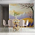 Pastel Mountain Landscape Wall Mural – Artistic Floral Hills Design