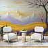 Pastel Mountain Landscape Wall Mural – Artistic Floral Hills Design