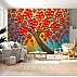 Colorful 3D Floral Wall Mural – Bold Red Flower Artistic Design Colorful 3D Floral Wall Mural – Bold Red Flower Artistic Design