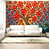 Colorful 3D Floral Wall Mural – Bold Red Flower Artistic Design Colorful 3D Floral Wall Mural – Bold Red Flower Artistic Design