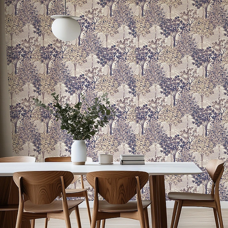 Vintage Botanical Pattern Wall Mural – Elegant Floral Forest Design