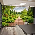 Lush Garden Path Wall Mural – Serene Green Landscape Wallpaper for Dining Room
