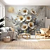 White & Gold 3D Floral Wall Mural – Elegant Modern Luxury Design