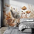 Warm Autumn Floral Field Wall Mural – Soft Botanical Meadow Design