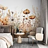 Warm Autumn Floral Field Wall Mural – Soft Botanical Meadow Design