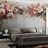 Blush Floral Wall Mural – Elegant Pink Flowers Luxury Bedroom Design