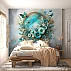 Turquoise Floral Wreath Wall Mural – Elegant 3D Botanical Design