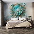 Turquoise Floral Wreath Wall Mural – Elegant 3D Botanical Design