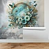 Turquoise Floral Wreath Wall Mural – Elegant 3D Botanical Design