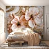 Luxury Marble Floral Wall Mural – 3D Gold Blossom Design