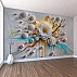 White 3D Flower Wall Mural – Luxury Gold Light Artistic Design White 3D Flower Wall Mural – Luxury Gold Light Artistic Design