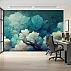 Teal Floral Art Wall Mural – Dreamy Botanical Painting Design