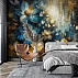 Dark Blue Gold Floral Wall Mural – Luxury Abstract Blossom Design Dark Blue Gold Floral Wall Mural – Luxury Abstract Blossom Design