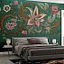 Vintage Floral Embroidery Wall Mural – Emerald Pink Ornamental Design Vintage Floral Embroidery Wall Mural – Emerald Pink Ornamental Design