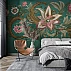 Vintage Floral Embroidery Wall Mural – Emerald Pink Ornamental Design Vintage Floral Embroidery Wall Mural – Emerald Pink Ornamental Design