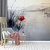 Red Poppy Abstract Wall Mural – Minimal Artistic Floral Design Red Poppy Abstract Wall Mural – Minimal Artistic Floral Design