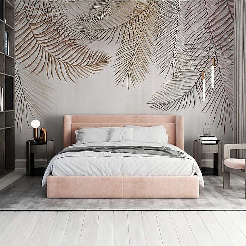 Elegant Palm Leaf Wall Mural – Soft Tropical Modern Design