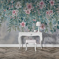 Vintage Hanging Floral Wall Mural – Elegant Botanical Canopy Design
