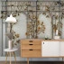 Golden Botanical Arch Wall Mural – Elegant Classic Trellis Design