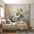 Elegant 3D Floral Wall Mural – Soft Neutral Flower Relief Design Elegant 3D Floral Wall Mural – Soft Neutral Flower Relief Design