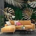 Luxury Tropical Leaf Wall Mural – Dark Green Gold Botanical Design Luxury Tropical Leaf Wall Mural – Dark Green Gold Botanical Design