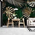Luxury Tropical Leaf Wall Mural – Dark Green Gold Botanical Design Luxury Tropical Leaf Wall Mural – Dark Green Gold Botanical Design