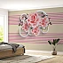 3D Pink Rose Wall Mural – Modern Striped Floral Design