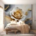 Golden Rose Marble Wall Mural – Luxury Floral Abstract Design