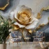 Golden Rose Marble Wall Mural – Luxury Floral Abstract Design