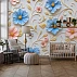 Pastel Blue Floral Wall Mural – Elegant 3D Gold Accent Design Pastel Blue Floral Wall Mural – Elegant 3D Gold Accent Design
