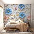 Pastel Blue Floral Wall Mural – Elegant 3D Gold Accent Design Pastel Blue Floral Wall Mural – Elegant 3D Gold Accent Design