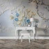 3D Floral Relief Wall Mural – Soft Blue Beige Elegant Design