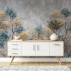 Blue Gold Tree Wall Mural – Elegant Textured Nature Design