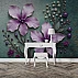Luxury White Floral Wall Mural – Gold Branch Blue Marble Design Luxury White Floral Wall Mural – Gold Branch Blue Marble Design