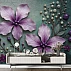 Luxury White Floral Wall Mural – Gold Branch Blue Marble Design Luxury White Floral Wall Mural – Gold Branch Blue Marble Design