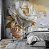 White Gold Flower Wall Mural – Elegant 3D Luxury Floral Design White Gold Flower Wall Mural – Elegant 3D Luxury Floral Design