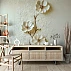 White Floral Wall Mural – Elegant Gold Branch Minimal Design