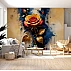 Golden Rose Wall Mural – Abstract Floral Luxury Art Design
