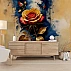 Golden Rose Wall Mural – Abstract Floral Luxury Art Design
