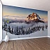 Snowy Mountain Above Clouds Wall Mural – Dramatic Alpine Peak Wallpaper for Dining Room