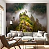 Misty Mountain Cliff Wall Mural – Lush Green Nature Landscape Design