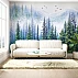 Layered Pine Forest Wall Mural – Misty Mountain Nature Landscape Design