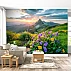 Sunrise Alpine Meadow Wall Mural – Scenic Mountain Landscape Wallpaper for Living Room