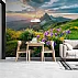 Sunrise Alpine Meadow Wall Mural – Scenic Mountain Landscape Wallpaper for Living Room