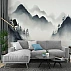 Misty Mountain Wall Mural – Minimal Ink Landscape Design Misty Mountain Wall Mural – Minimal Ink Landscape Design