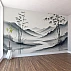 Zen Bamboo Ink Landscape Wall Mural – Minimal Asian Mountain Wallpaper