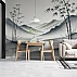 Zen Bamboo Ink Landscape Wall Mural – Minimal Asian Mountain Wallpaper